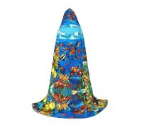 PHAYAH Oceano Pesci Tropicali Corallo Mondo Sottomarino Modello Halloween Adulto Con Cappuccio Veste Mantello, Donne Uomini Halloween Dress Up Party Cosplay Costumi L