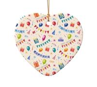 Phayah Ornamenti ceramici dell'albero di Natale di forma del cuore del modello di buon compleanno, souvenir della casa di Capodanno della famiglia per le riunioni