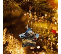 Phayah Ornamenti per albero di Natale in ceramica a forma di stella con trattore agricolo del Texas, souvenir per la casa di Capodanno in famiglia per riunioni