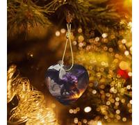 Phayah Ornamento per albero di Natale a forma di cuore in ceramica con mostro nella città, souvenir per la casa di Capodanno, per riunioni, albero di Natale da appendere