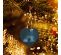 Phayah Ornamento per albero di Natale a forma di cuore in ceramica con mucca nebbiosa per Capodanno, souvenir per la casa, per riunioni, albero di Natale da appendere