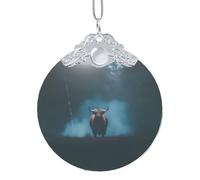 Phayah Ornamento per albero di Natale in vetro a forma di mucca nebbiosa con fibbia in metallo argentato per la famiglia, Capodanno, casa, souvenir, riunioni