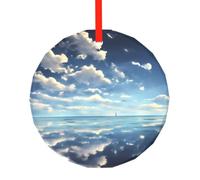 Phayah Ornamento per albero di Natale personalizzato in vetro a forma di nuvole bianche sopra il mare, per riunioni di famiglia Capodanno a casa souvenir