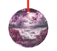 Phayah Ornamento per albero di Natale personalizzato in vetro con motivo mare di nuvole viola, per riunioni di Natale in famiglia, Capodanno, casa, souvenir