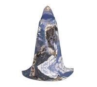 PHAYAH Orso che corre sulla neve modello Halloween stregoneria stregoneria con cappuccio mantello con cappuccio Natale felpa con cappuccio Cosplay festa in maschera vestito regalo L