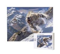 Phayah Orso che corre sulla neve puzzle per adulti 500 pezzi. Decorazione per la casa festa di compleanno per uomini donne 50,4 x 38,1 cm