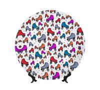 PHAYAH Pattini a rotelle retrò con motivo colorato in porcellana ossea piatto decorativo durevole liscio e decorazione perfetta per casa, ufficio e caffetteria