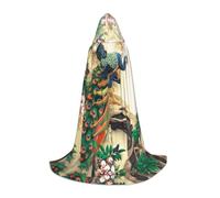 PHAYAH Pavone orientale su albero fiore modello Halloween adulto accappatoio con cappuccio mantello, donna uomo Halloween Dress Up Party Cosplay costumi L