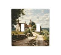 Phayah Piastre decorative per interruttore della luce a due levette, motivo romantico in campagna, per bagno, camera da letto, cucina, 11,4 x 11,4 cm