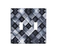 Phayah Piastre decorative per interruttori della luce, in tessuto a scacchi, colore grigio e bianco, per bagno, camera da letto, cucina, 11,4 x 11,4 cm