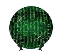 PHAYAH Piatto decorativo in porcellana Bone China con supporto Hacker Era Pattern per ufficio Cucina Tavolo Decorazione da appendere alla parete 15,2 cm