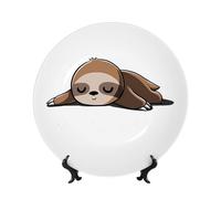 PHAYAH Piatto decorativo in porcellana Bone China con supporto, motivo animale, bradipo My Spirit, per ufficio, cucina, tavolo, decorazione da appendere alla parete, 20,3 cm