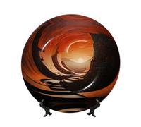 PHAYAH Piatto decorativo in porcellana con motivo ad arco dinamico con caverna, piatti decorativi da 20,3 cm con espositore piatti rotondi per la decorazione di casa e ufficio