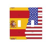 Phayah Placca decorativa da parete con motivo bandiera della Spagna americana, copertura per interruttore a doppia levetta, 11,4 x 11,4 cm