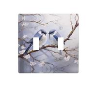 Phayah Placca decorativa da parete con motivo uccellino rivolto verso l'altro, copertura per interruttore a doppia levetta, 11,4 x 11,4 cm