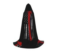 PHAYAH Pompiere Axe Red Line Flag Pattern Poncho con cappuccio Unisex Natale Felpa con cappuccio per Cosplay Halloween Costume Party Masquerade L