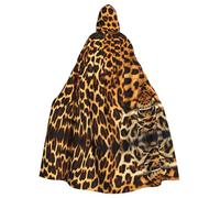 PHAYAH Poncho con cappuccio unisex a righe su leopardi, con cappuccio, per cosplay, Halloween, feste in maschera
