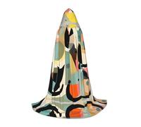 PHAYAH Poncho con cappuccio unisex con motivo di gatto arte moderna della metà del secolo con cappuccio per cosplay, Halloween, feste in maschera, L