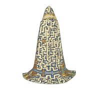 PHAYAH Poncho con cappuccio unisex con motivo mappa del tesoro labirinto con cappuccio per cosplay, costume di Halloween, feste in maschera, S