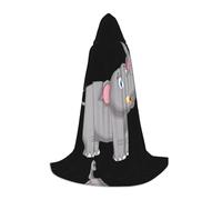PHAYAH Poncho con cappuccio unisex motivo elefante cartone animato con cappuccio per cosplay Halloween costume festa in maschera S
