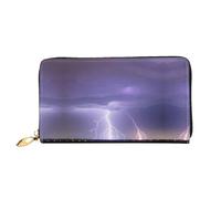 PHAYAH Portafoglio da donna con motivo tempesta fulmine, portafoglio in pelle con porta carte di credito, pochette lunga da donna
