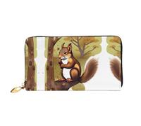 PHAYAH Portafoglio da donna modello scoiattolo Nut-Eating Portafoglio lungo Frizione Zip Around Borsa in pelle da viaggio Porta carte di credito di grande capacità