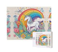 Phayah Puzzle a forma di unicorni dei cartoni animati, 500 pezzi, puzzle in legno per famiglia, amici, decorazione per la casa, arte da parete 20,4 x 38,1 cm