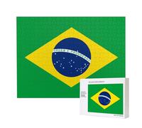Phayah Puzzle con bandiera brasiliana, 500 pezzi, puzzle in legno per familiari e amici, decorazione per la casa, arte da parete 20,4 x 38,1 cm
