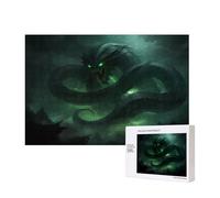 Phayah Puzzle con motivo serpente piumato verde unico immagine artistica da parete per la decorazione domestica 300 pezzi