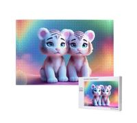 Phayah Puzzle da 1000 pezzi per adulti e bambini, puzzle in legno, kit fai da te, decorazione per la casa, 75 x 50 cm, un paio di tigri