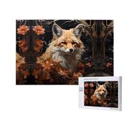 Phayah Puzzle da 1000 pezzi per adulti e bambini, puzzle in legno, kit fai da te, decorazione per la casa, 75 x 50 cm, motivo volpe e fiori