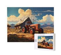 Phayah Puzzle da 500 pezzi con trattore rosso della fattoria, puzzle in legno per familiari e amici, decorazione da parete per la casa, 20,4 x 38,1 cm