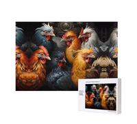 Phayah Puzzle in legno con galli vestiti in molti colori, 300 pezzi, per famiglia, amici, decorazione per la casa, arte da parete, 40 x 28 cm