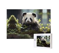 Phayah Puzzle in legno da 300 pezzi con cuccioli di panda nella foresta per familiari e amici, decorazione da parete per la casa, 40 x 28 cm