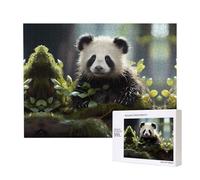 Phayah Puzzle in legno da 500 pezzi con cuccioli di panda nella foresta per familiari e amici, decorazione da parete per la casa, 20,4 x 38,1 cm