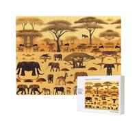Phayah Puzzle per adulti con animali della prateria africana, 500 pezzi, decorazione per la casa, festa di compleanno, per uomini e donne, 50 x 38 cm