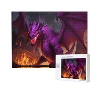 Phayah Puzzle viola Inferno Dragon per adulti 500 pezzi. Decorazione per la casa festa di compleanno per uomini donne 20,4 x 15