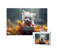 Phayah Puzzles - Puzzle per adulti con cucciolo bianco in ciotola, 1000 pezzi, decorazione per la casa, festa di compleanno per uomini e donne, 75 x 50 cm