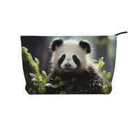 PHAYAH Rosa Mucca Con Fragole Fantasia Sacchetto Cosmetico Portatile di Grande Capacità Sacchetto Cosmetico Della Chiusura Lampo Del Velluto A Coste Borsa Da Viaggio, Cuccioli di panda nella foresta,