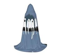 PHAYAH Row of Ghosts In A Tree Pattern Poncho con cappuccio unisex Natale felpa con cappuccio per cosplay Halloween costume festa in maschera, nero, M