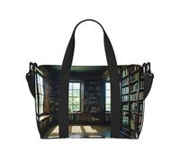 Phayah Rows of Bookshelf, borsone da viaggio, borsa sportiva da palestra, borsa a tracolla da donna, Nero , Taglia unica