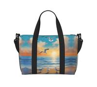 Phayah Seagulls By The Sea, borsone da viaggio, borsa sportiva da palestra, borsa a tracolla da donna, nera, taglia unica, Nero, One Size