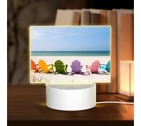 PHAYAH Sedie accanto al cielo blu mare modello acrilico luce notturna con porta USB touch interruttore regalo di compleanno del Ringraziamento per familiari amici
