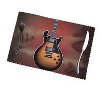 Phayah Set di 6 tovagliette all'americana con motivo chitarra rock, 30,5 x 45,7 cm, per feste e decorazioni per la tavola della cucina