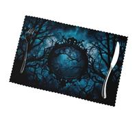 Phayah Set di 6 tovagliette all'americana con motivo misterioso bosco, 30,5 x 45,7 cm, resistenti al calore, per feste, cucina, ristorazione, decorazione
