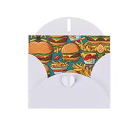 PHAYAH Simpatici biglietti di auguri vuoti con motivo hamburger patatine fritte, con buste bianche, per Natale, anniversari di matrimonio e inviti per feste