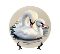 PHAYAH Simpatico piccolo cigno modello Bone China Piatto decorativo 15,2 cm piatti decorativi con espositore piatti rotondi per la decorazione di casa ufficio