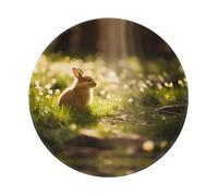 PHAYAH Simpatico tappetino per mouse rotondo con motivo coniglietto per scrivania, mouse senza fili, laptop, computer da gioco, viaggi, lavoro, forniture per ufficio, 20 x 20 cm