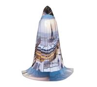 PHAYAH Siracusa Torre Eiffel modello poncho con cappuccio unisex Natale felpa con cappuccio per cosplay Halloween festa in maschera L