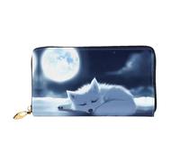 PHAYAH Sleeping Fox Under The Moon Portafoglio da donna in pelle portafoglio porta carte di credito frizione lunga signore Billfold